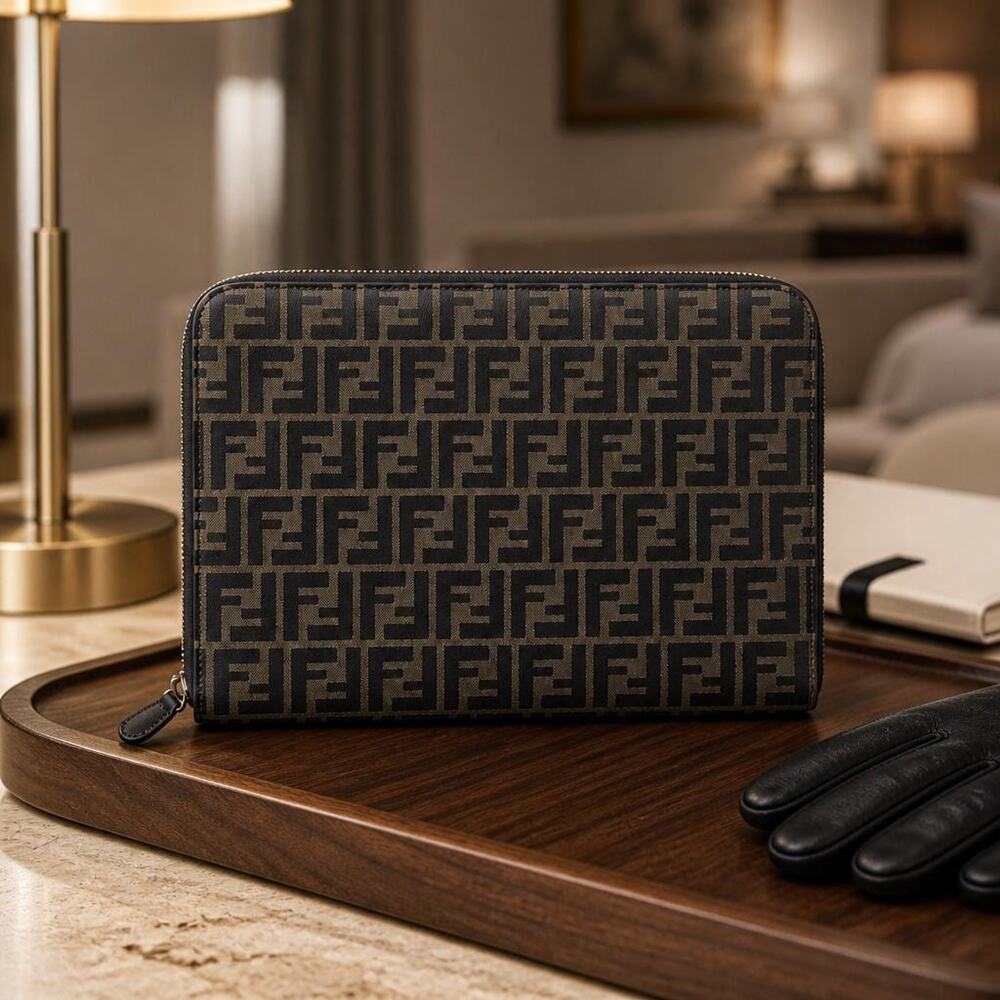 Vintage Fendi Zucca Monogram Portfolio Document Holder, Academia